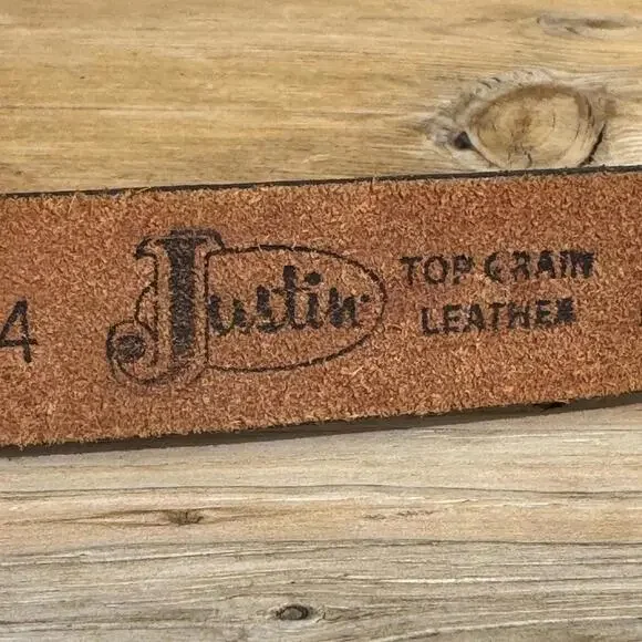 Justin Boots Brown Belt with Silver Buckle - Picture 5 of 10